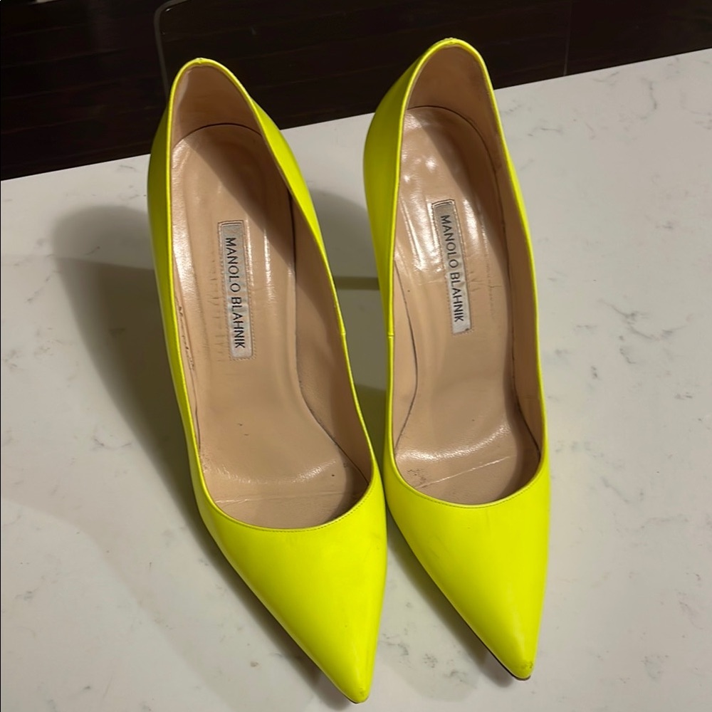 Manolo Blahnik Yellow Stiletto Heels